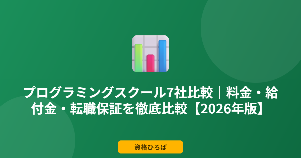 プログラミングスクール7社比較｜料金・給付金・転職保証を徹底比較【2026年版】